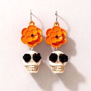 Halloween Skeleton day of the dead style drop earrings